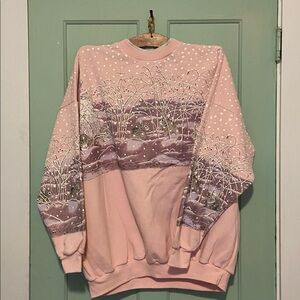 Vintage Grandma Sweatshirt Women's Winter Scene XXXL Made in USA